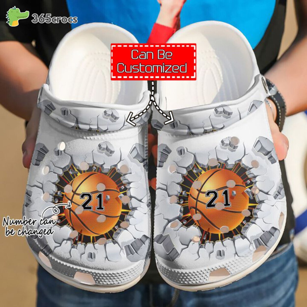 Custom Basketball Crack Design Name Number Comfort Clog Shoes