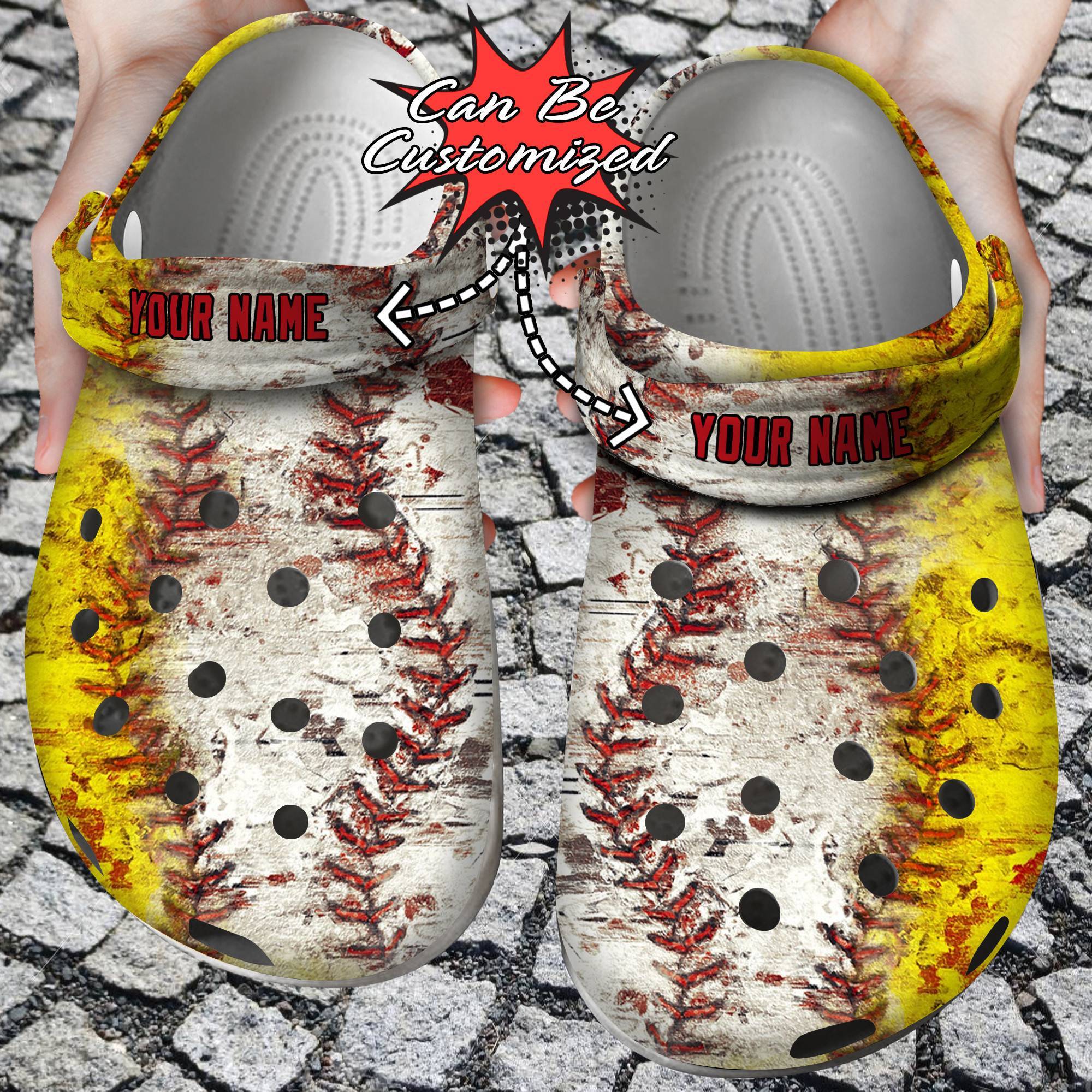 Custom Crocss Personalized Baseball Softball Pattern Clog Shoes