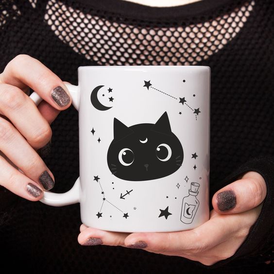 Custom mug personalised Black Cat, Trick or Treat, Mug