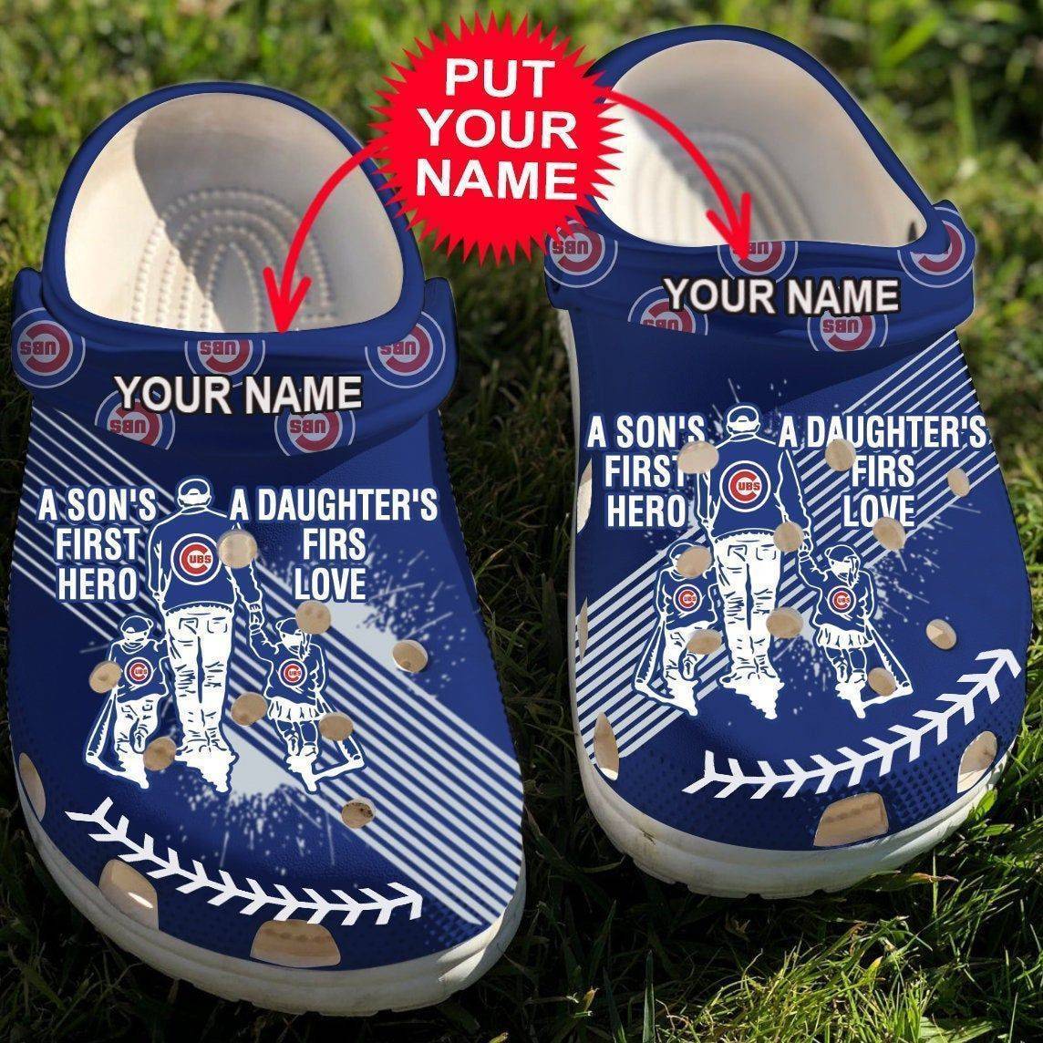 Custom Name Dad And Son Daughter Mlb Chicago Cubs Rubber Crocss Clog Shoescrocban