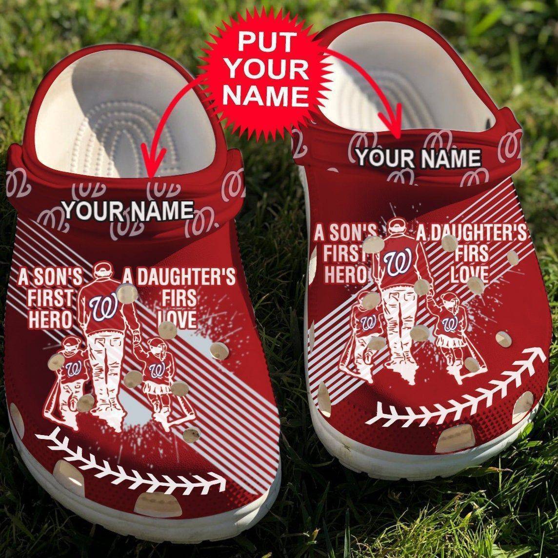 Custom Name Dad And Son Daughter Mlb Washington Nationals Rubber Crocss