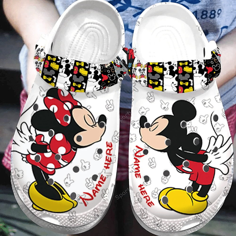 Custom Name Mickey Minnie Love Couple Clogs Crocss Shoes