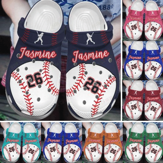 Custom Name Number Colorful Baseball Clogs Crocss Shoes