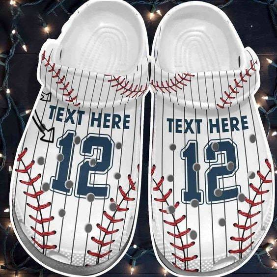 Custom Name Number Cool White Baseball Clogs Shoes, Kids Crocss