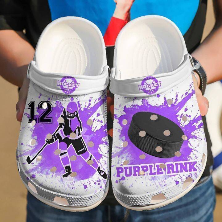 Custom Number Purple Rink Ice Hockey Girl Player NHL Clogs NHL Crocss Shoes