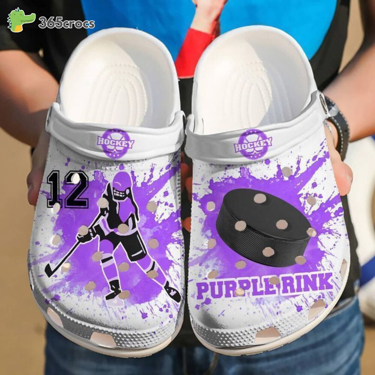 Custom Number Purple Rink Ice Hockey Girl Player NHL Clogs Shoes