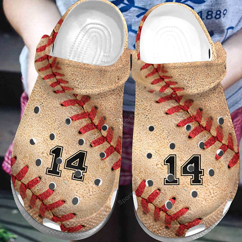 Custom Number Vintage Baseball Leather Clogs Crocss Shoes