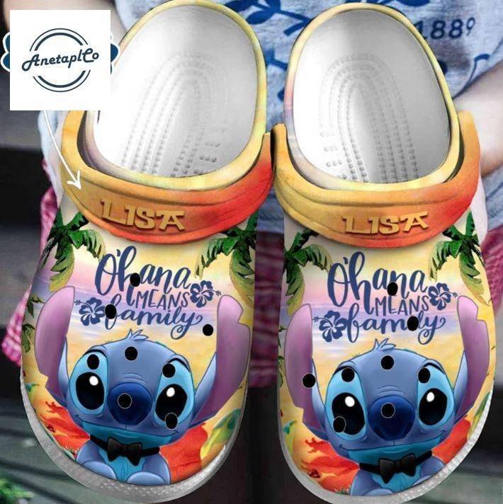 Custom Stitch Disney Ohana Clogs Cute Cartoon Shoes Women Men Unique Gift