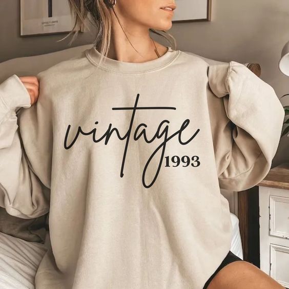 Custom Vintage 1993 Sweater Crewneck for 30th Birthday, Unisex Sweatshirt for 30 th Bday Gift for Her Gift for Him, Custom Birthday Year Gift