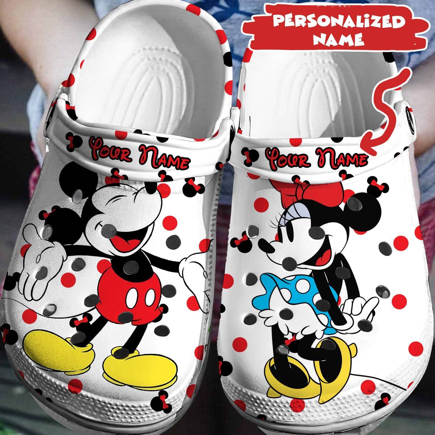 Customize Your Disney Adventure: Personalized Mickey Minnie Crocss 3D Clog Shoes