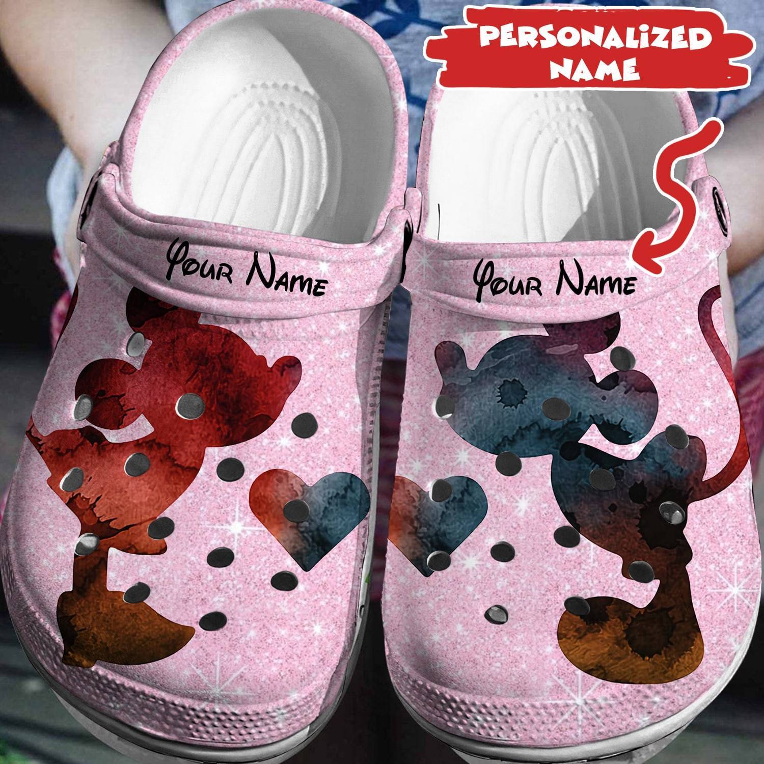 Customized Disney Adventure: Personalized Mickey Minnie Crocss 3D Clog Shoes