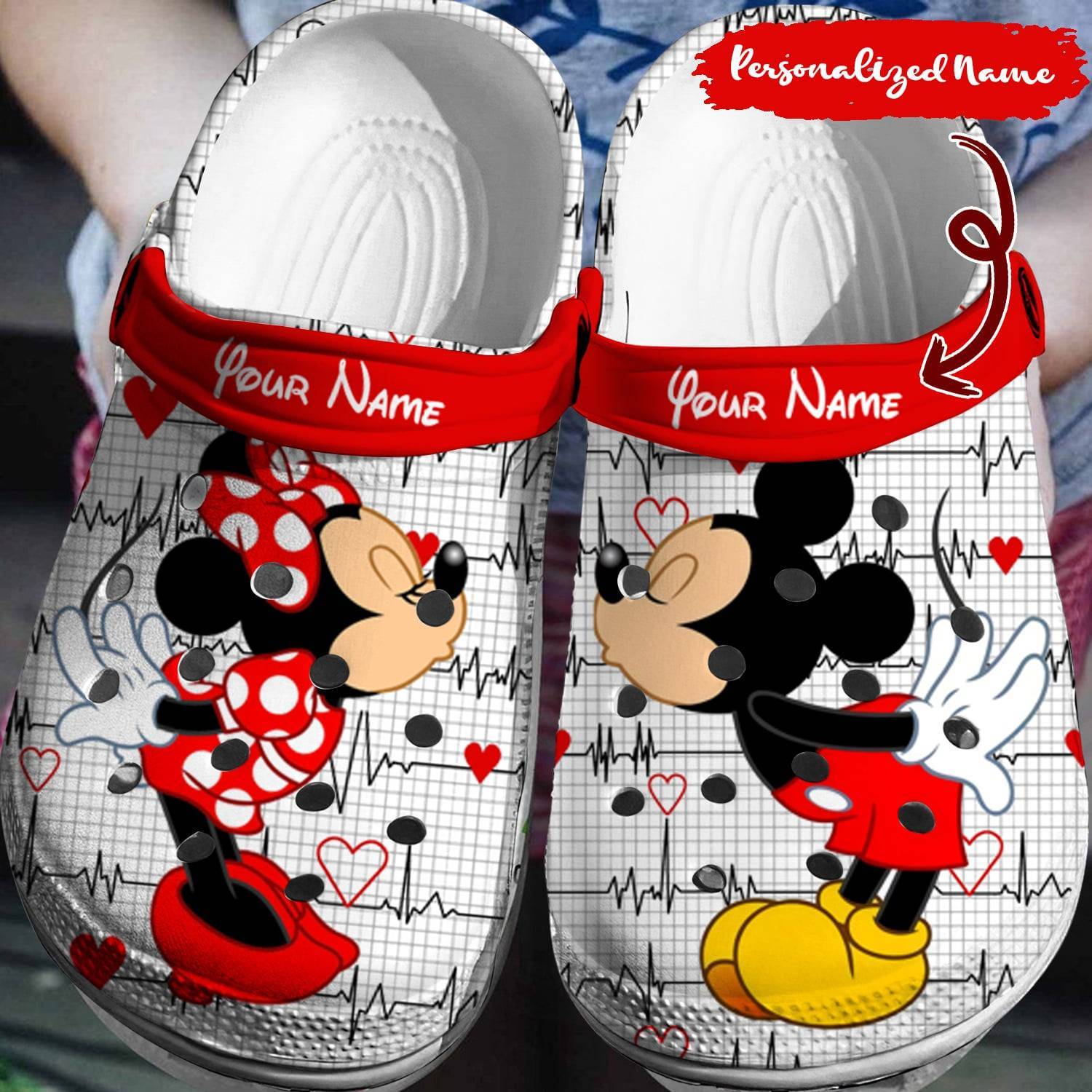 Customized Disney Magic: Personalized Mickey Minnie Crocss 3D Clog Shoes