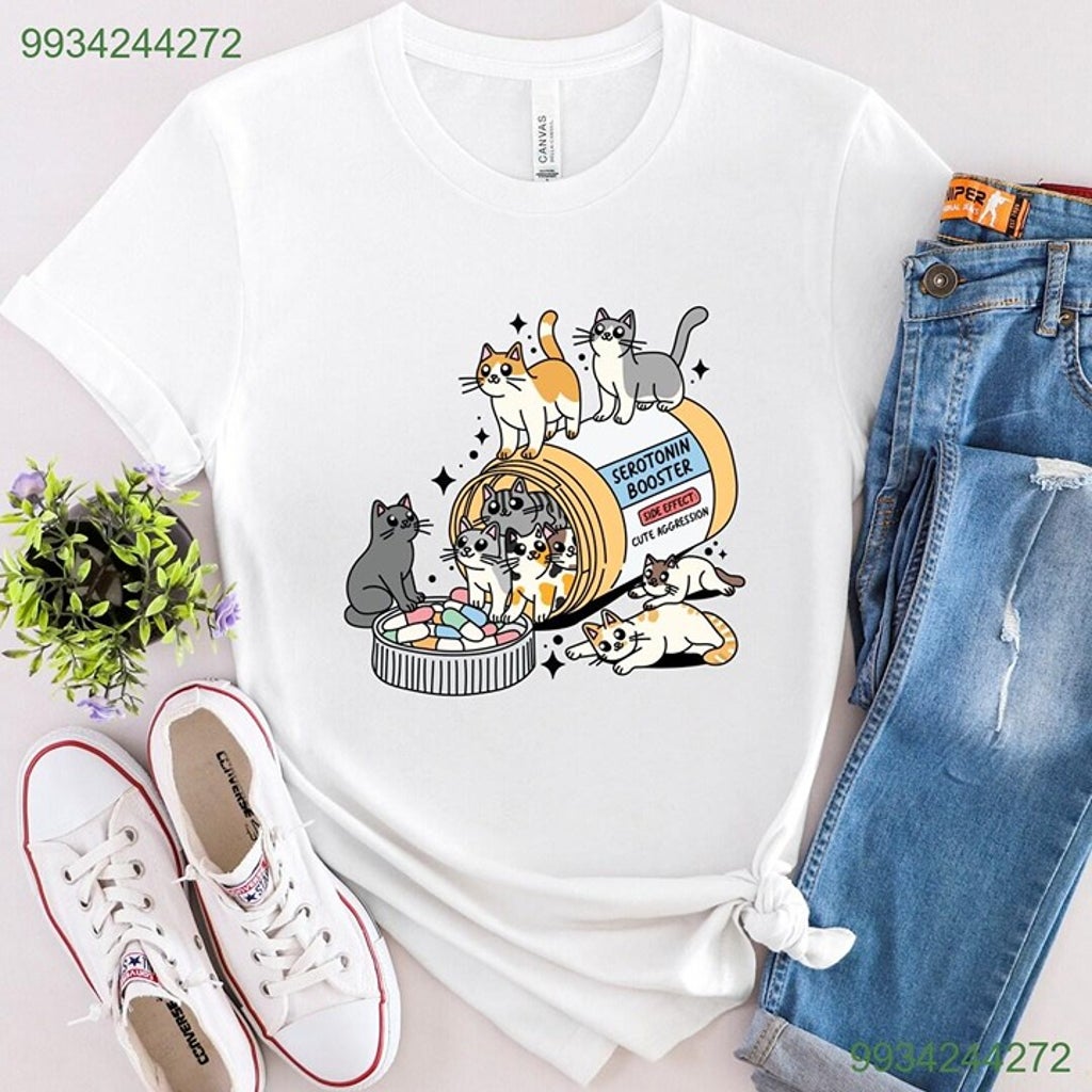 Cute Cat Shirts Boost Serotonin, Cat Lover Sweatshirts, Funny Nurse Shirt