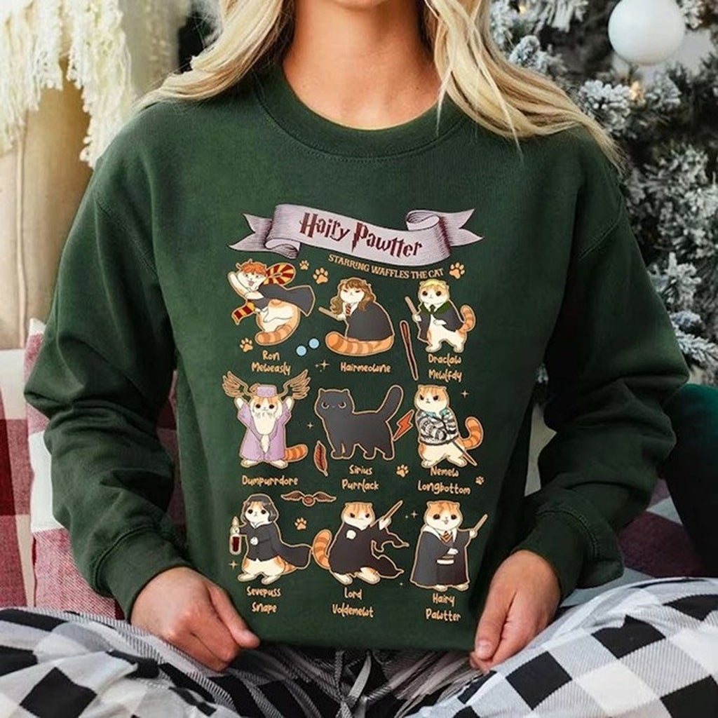 Cute Harry Pawtter Cats Sweatshirt Funny Sweater Gift for Cat Owners Sweatshirt