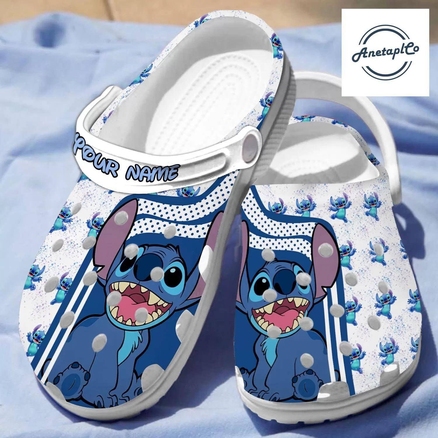 Cute Stitch Lovers Custom Personalized Disney Clogs Cartoon Movie Sandals