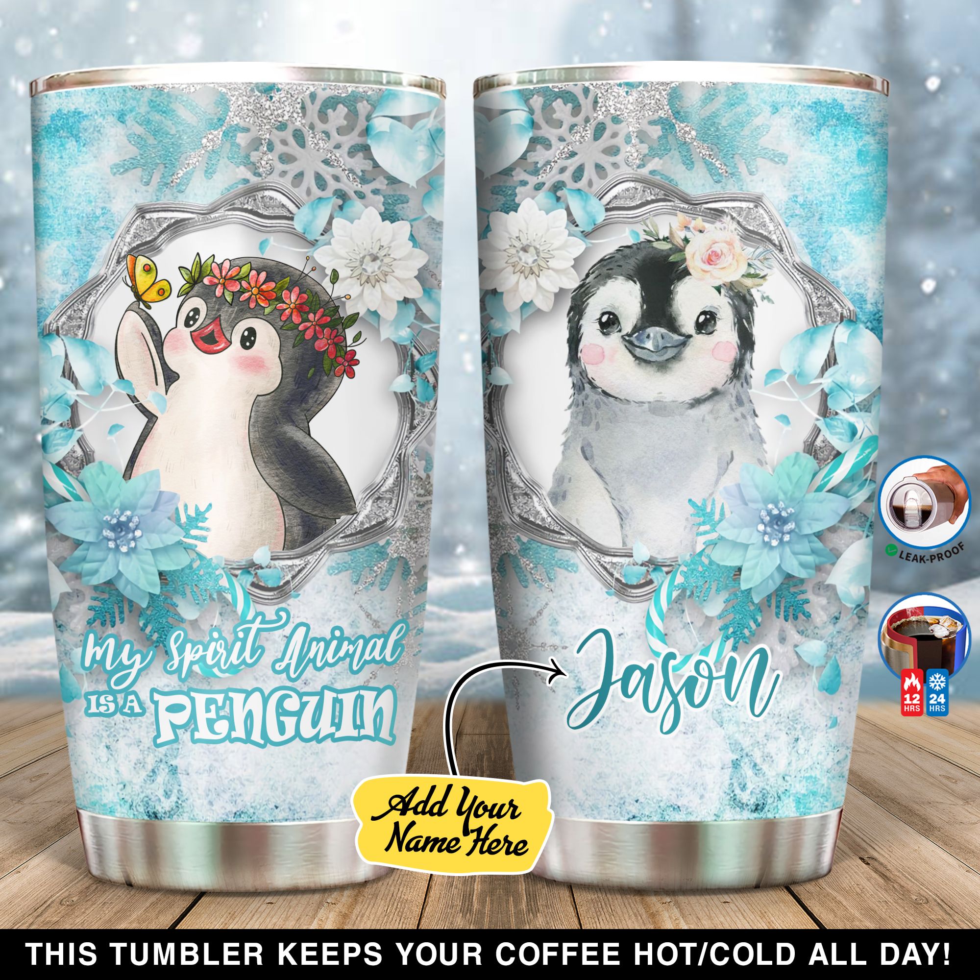 Personalized My Spirit Animal Is A Penguin NI1503005YR Tumbler