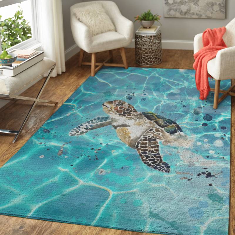 Turtle Watercolor – Animals Area Rug Carpet