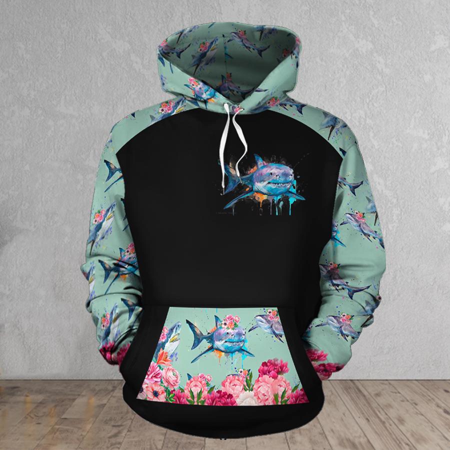 Shark Pink Flowers Hoodie & Legging