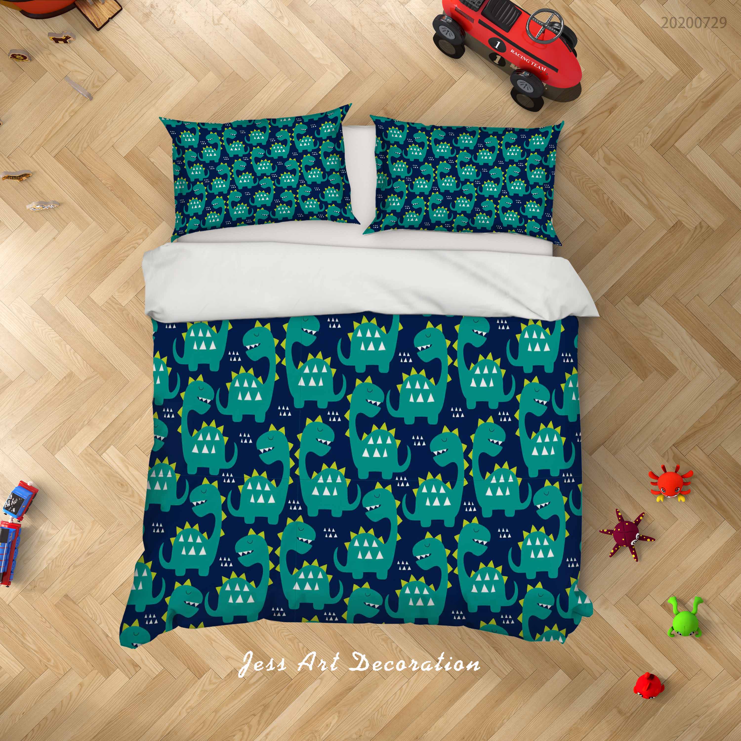 3D Green Dinosaur Quilt Cover Set Bedding Set Duvet Cover Pillowcases Lxl 128