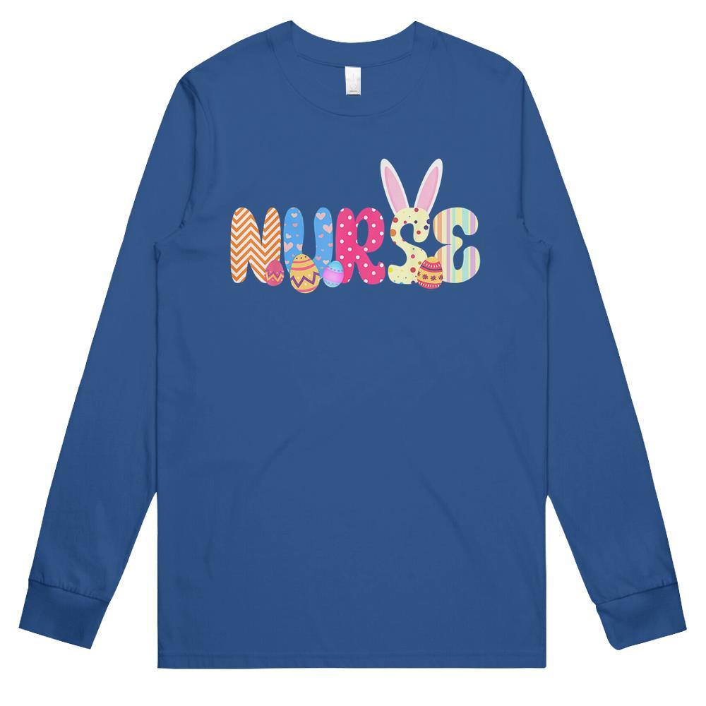 Bunny Nurse Funny Egg Easter Day Floral Long Sleeve T Shirts