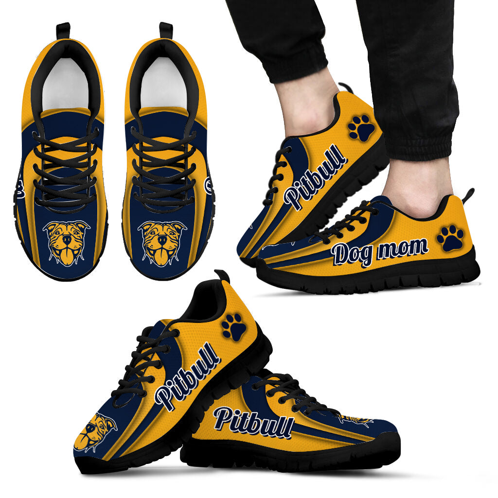 Pitbull Dog Yellow And Blue Wave Sneaker Fashion Sneaker For Men And Women Comfortable Walking Running Lightweight Casual Shoes