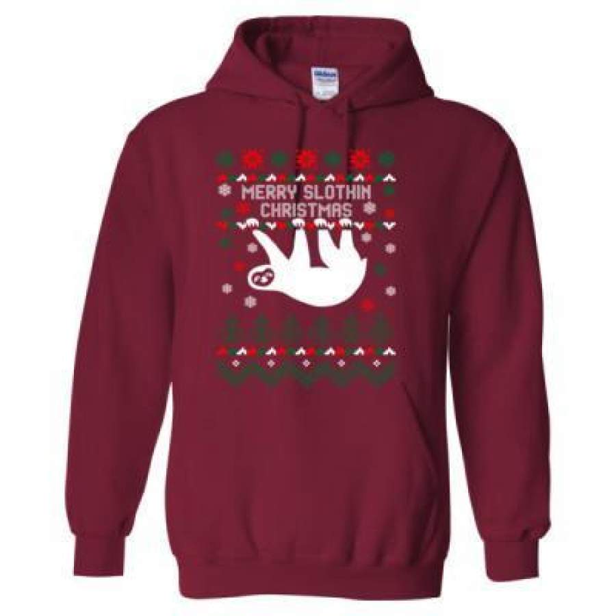 AGR Merry Slothin Christmas Ugly Sweater – Heavy Blend™ Hooded Sweatshirt