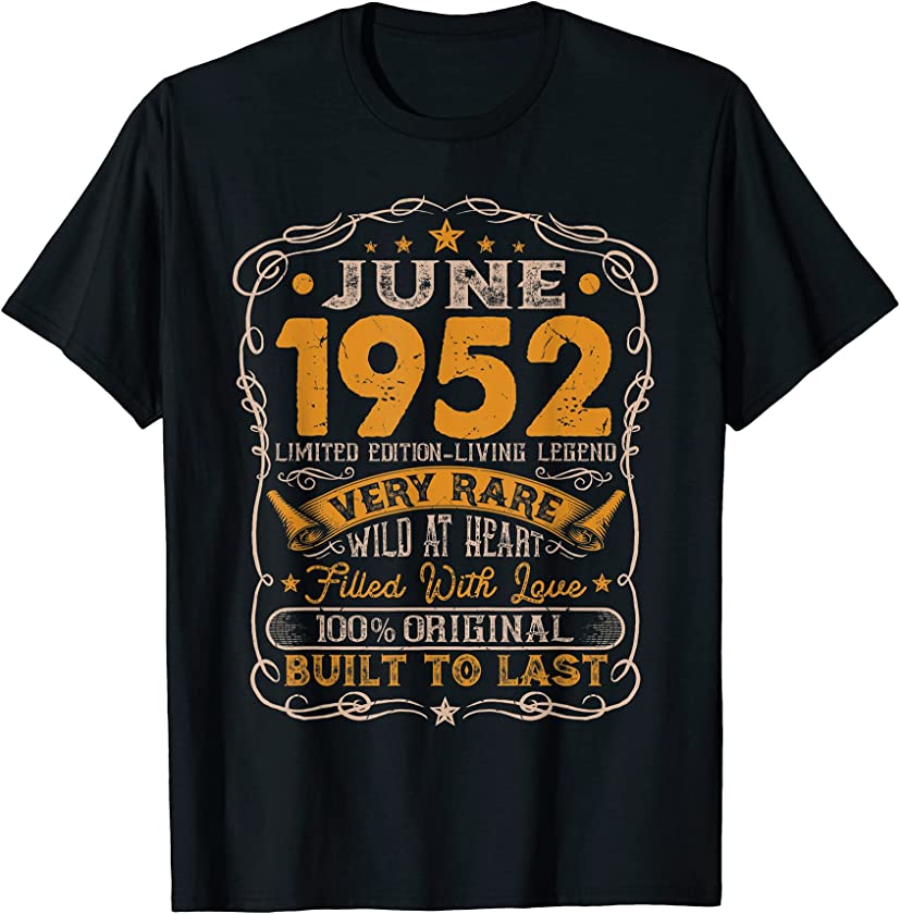 Vintage June 1952 Distressed 69 Years Old 69th Birthday T-Shirt