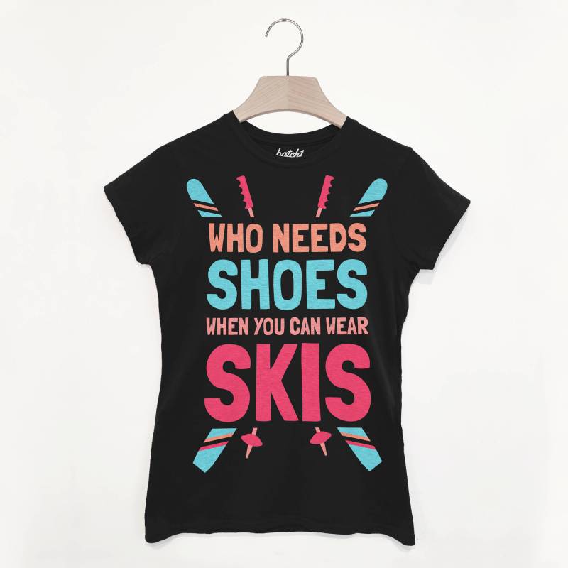 Wear Skis Not Shoes Women's Retro Après Ski T Shirt