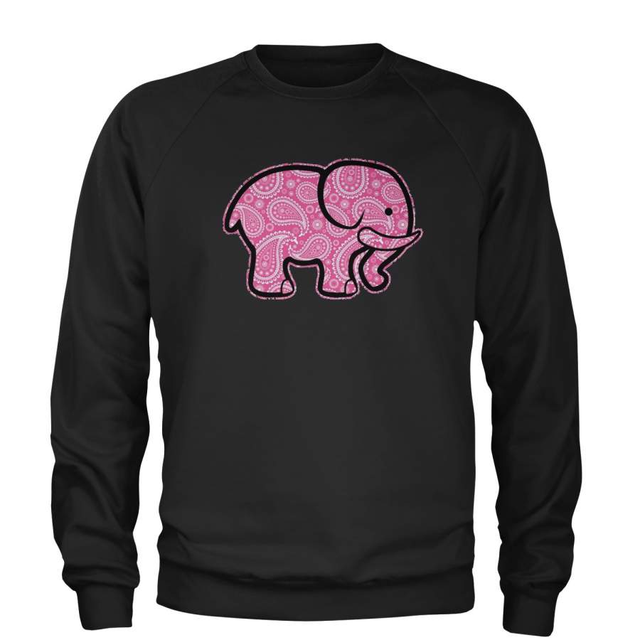 Pink Paisley Elephant Adult Crewneck Sweatshirt