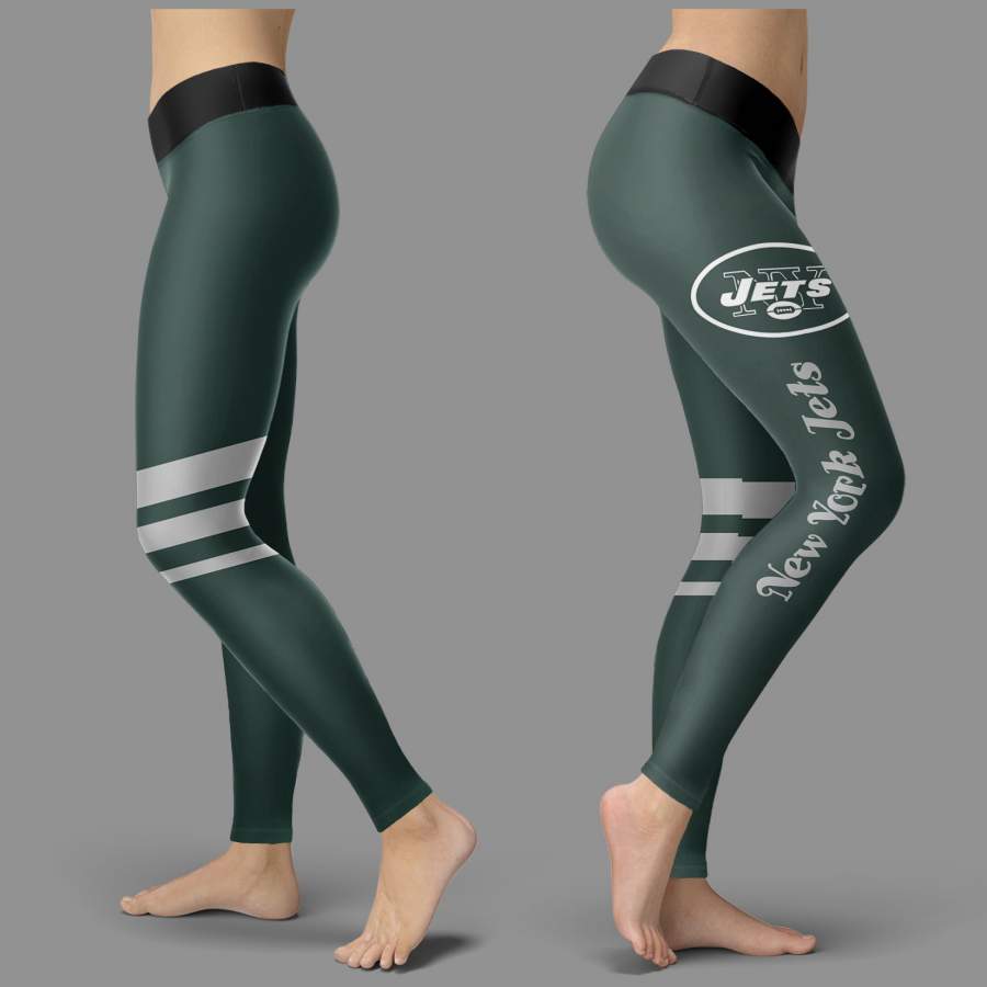 Through Great Logo Spread Body Striped Circle New York Jets Leggings