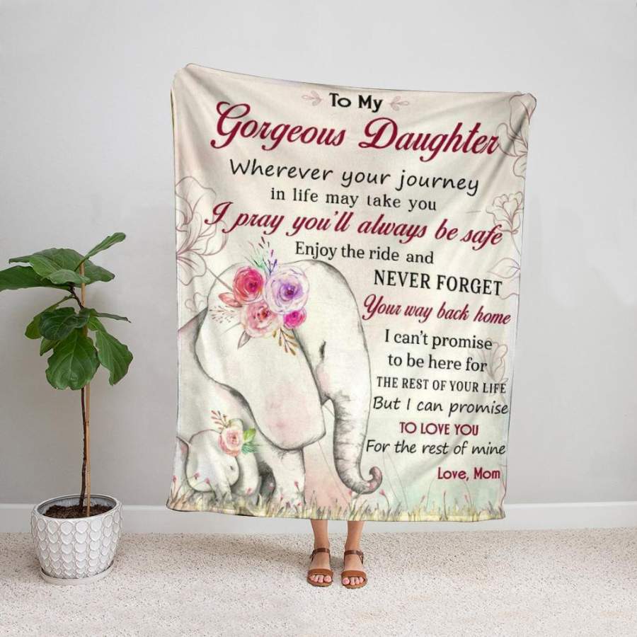 Elephants to my gorgeous daughter i pray you’ll always be safe love cute elephant floral fleece blanket/ sherpa blanket