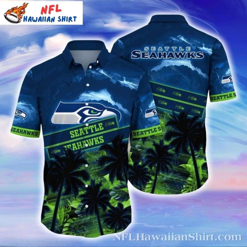 Midnight Palms Seattle Seahawks Aloha Shirt  Moonlit Oasis Edition