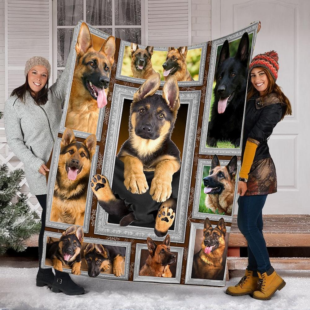 3D German Shepherd Dog Blanket Cute Dog Blanket Gift For Dog Lover Throw Warm Blanket