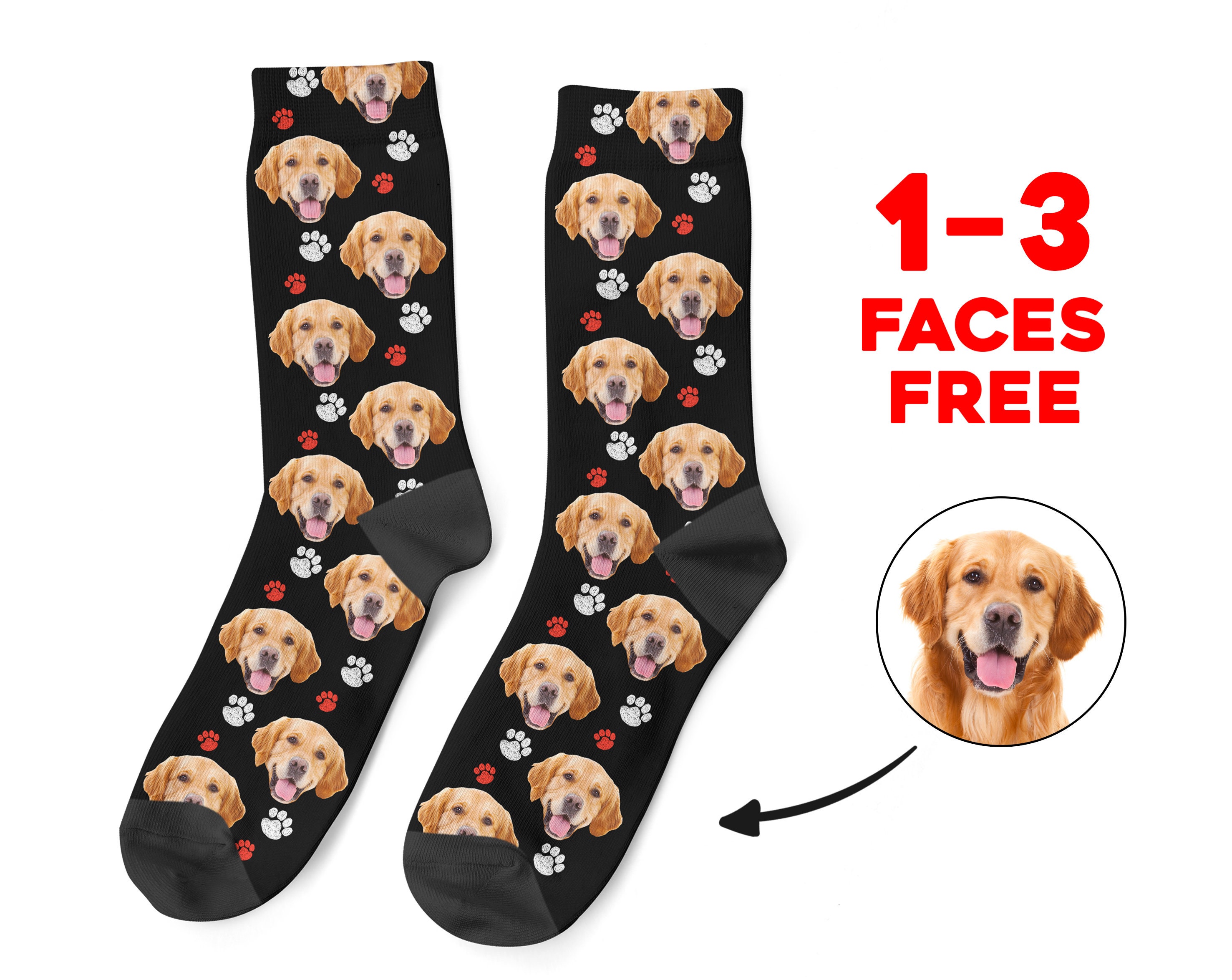 Custom Puppy Socks, Personalized Pet Photo Socks, Put Your Cute Dog Face On Sublimation Socks, Dog Lover Gift, Dog Face Socks, Dog Mama Gift