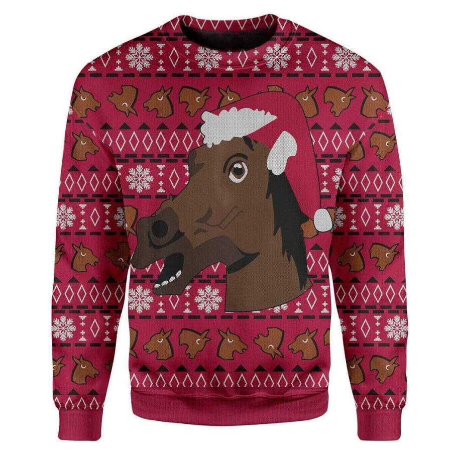 Custom T-shirt – Long Sleeves Ugly Christmas Horse Christmas Sweater Jumper