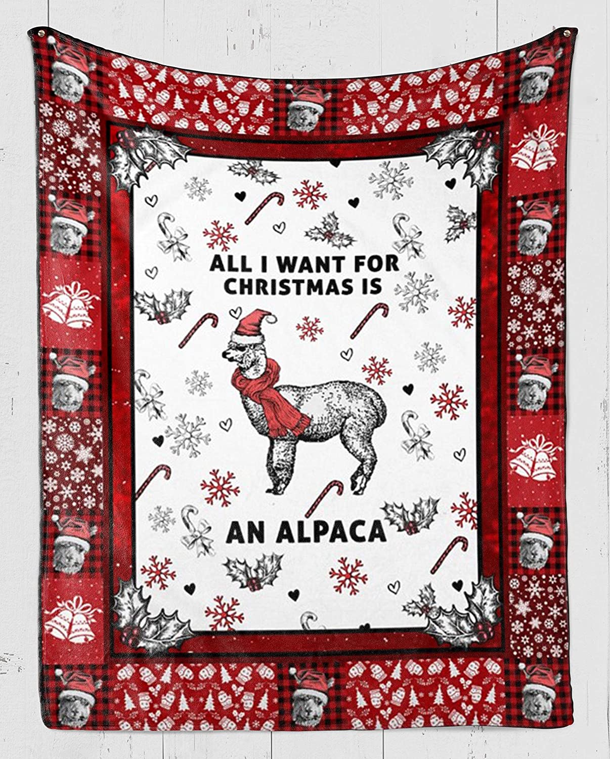 Sheep Fleece Blanket – Merry Christmas Blanket – All I Want For Christmas Is An Alpaca – Fleece Blanket Soft Comfortable Blanket For Sofa Chair Bed Office Travelling Camping