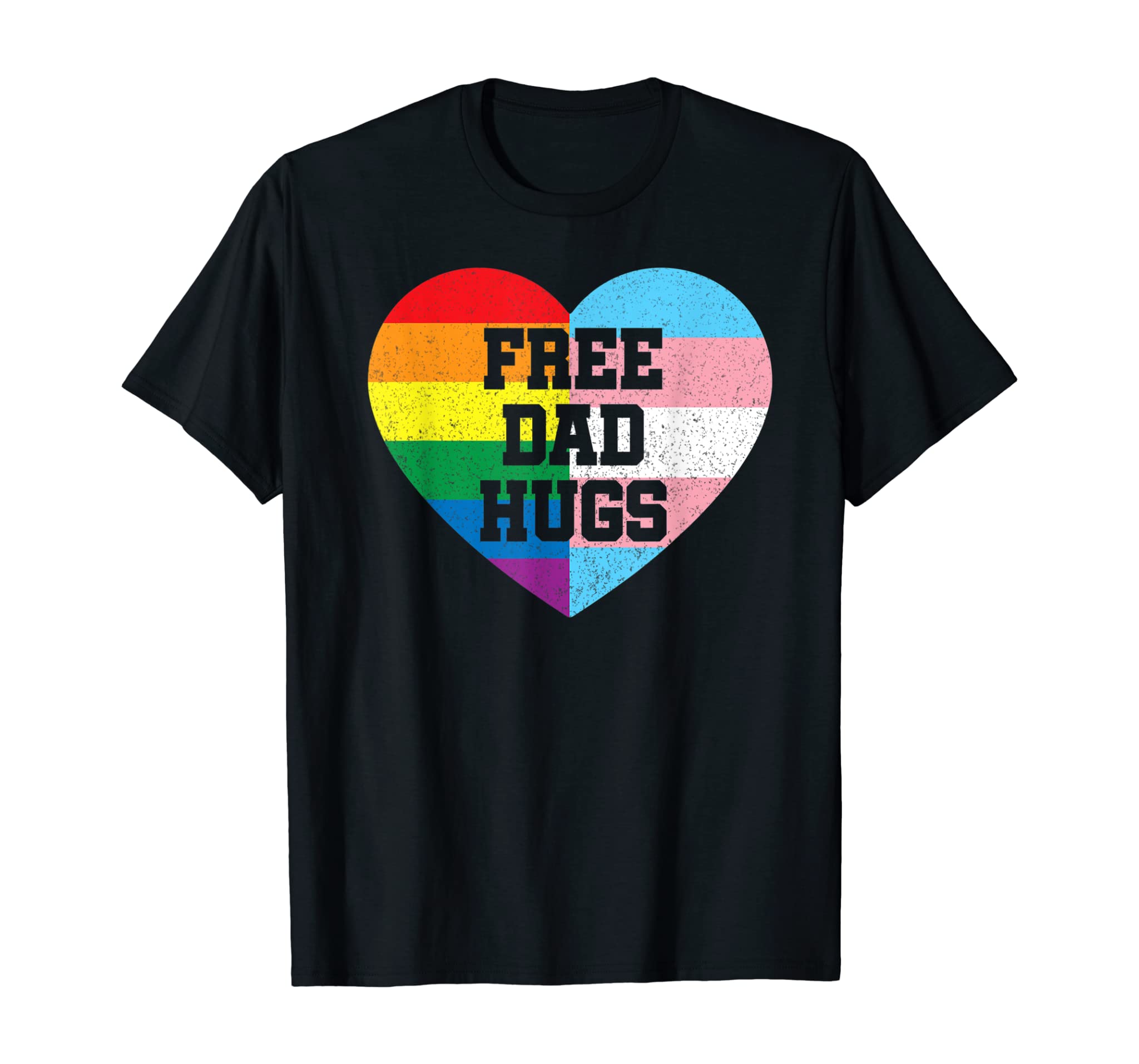 Mens Free Dad Hugs T Shirts Pride Gift LGBT Rainbow Flag Family T-Shirt