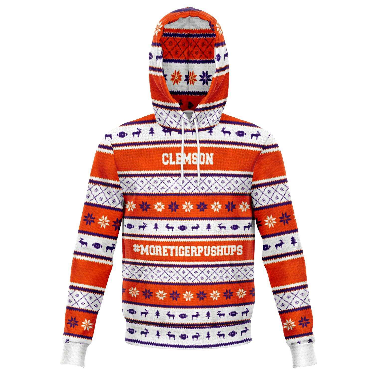 #More Tiger Pushups Clemson Fan – 3D Ugly Christmas Sweater Style Fashion Pullover Hoodie