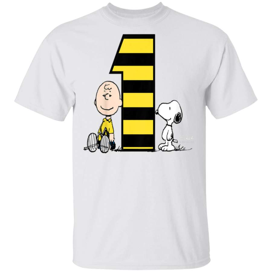 Kids Peanuts Charlie Brown and Snoopy Yellow and Black Striped 1 T-Shirt