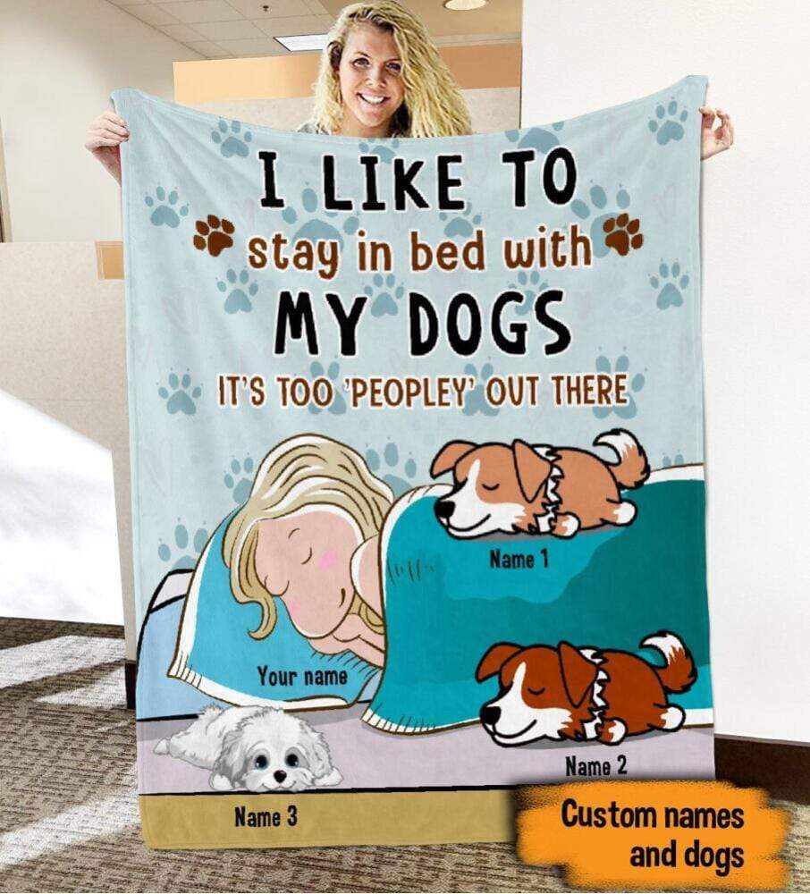 [CityBarks] [Blanket] – customize i like to stay in bed with my dogs  – CAJ045