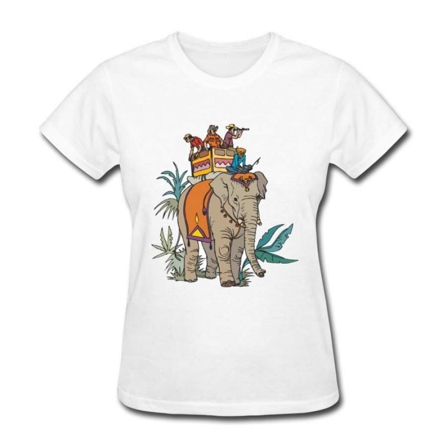 2017 Exotic Style Tops Tees Female Unique Elephant Print T-Shirt Women Fit Top Quality Cotton White Tees Short Sleeve