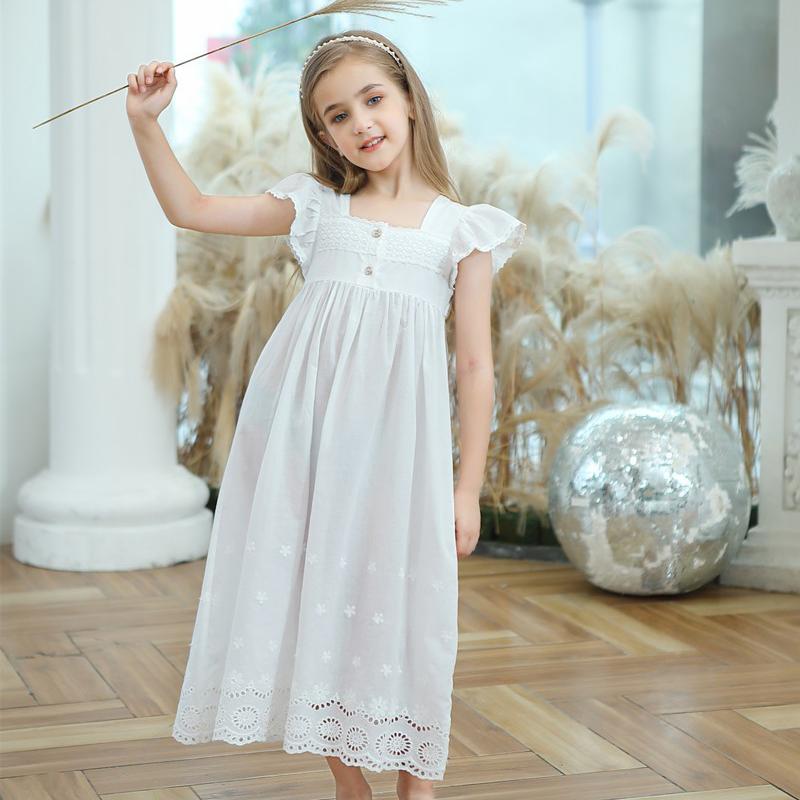 Toddle Girl White Nightdress Princess Dress Children Pajamas Nightgowns For Girls Kids Night Dress Girl Lace Sleeping Dress alx