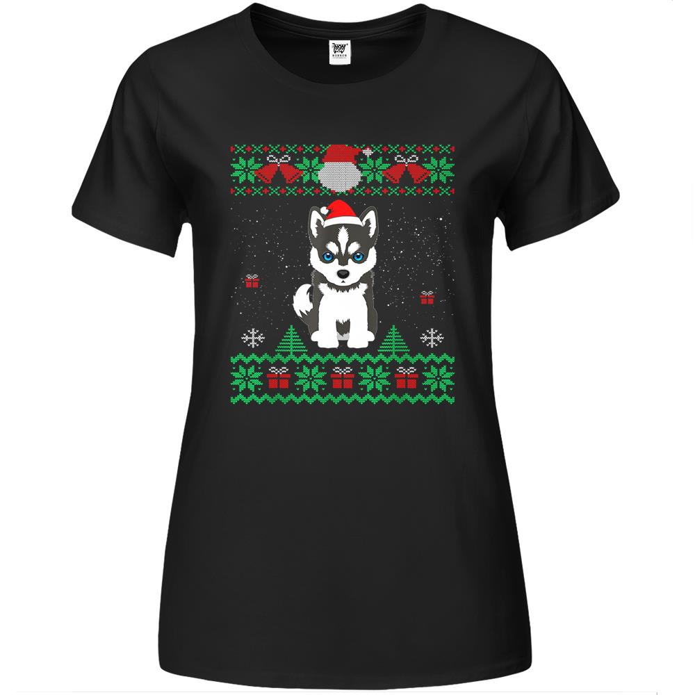 Siberian Husky Dog Lover Ugly Christmas Sweater Puppy Lover Premium Womens T Shirts