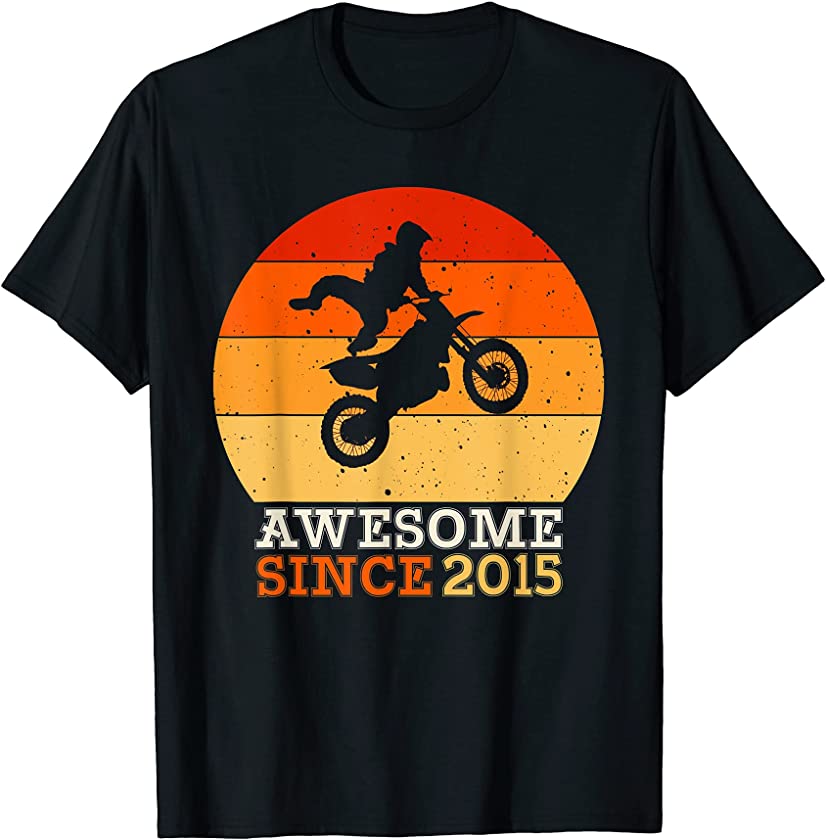 6th Birthday Dirt Bike Gift 6 Years Old Vintage Motocross T-Shirt