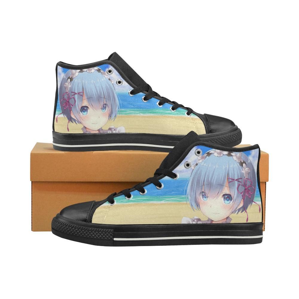 Rem Waifu Black Men Classic High Top Canvas Shoes