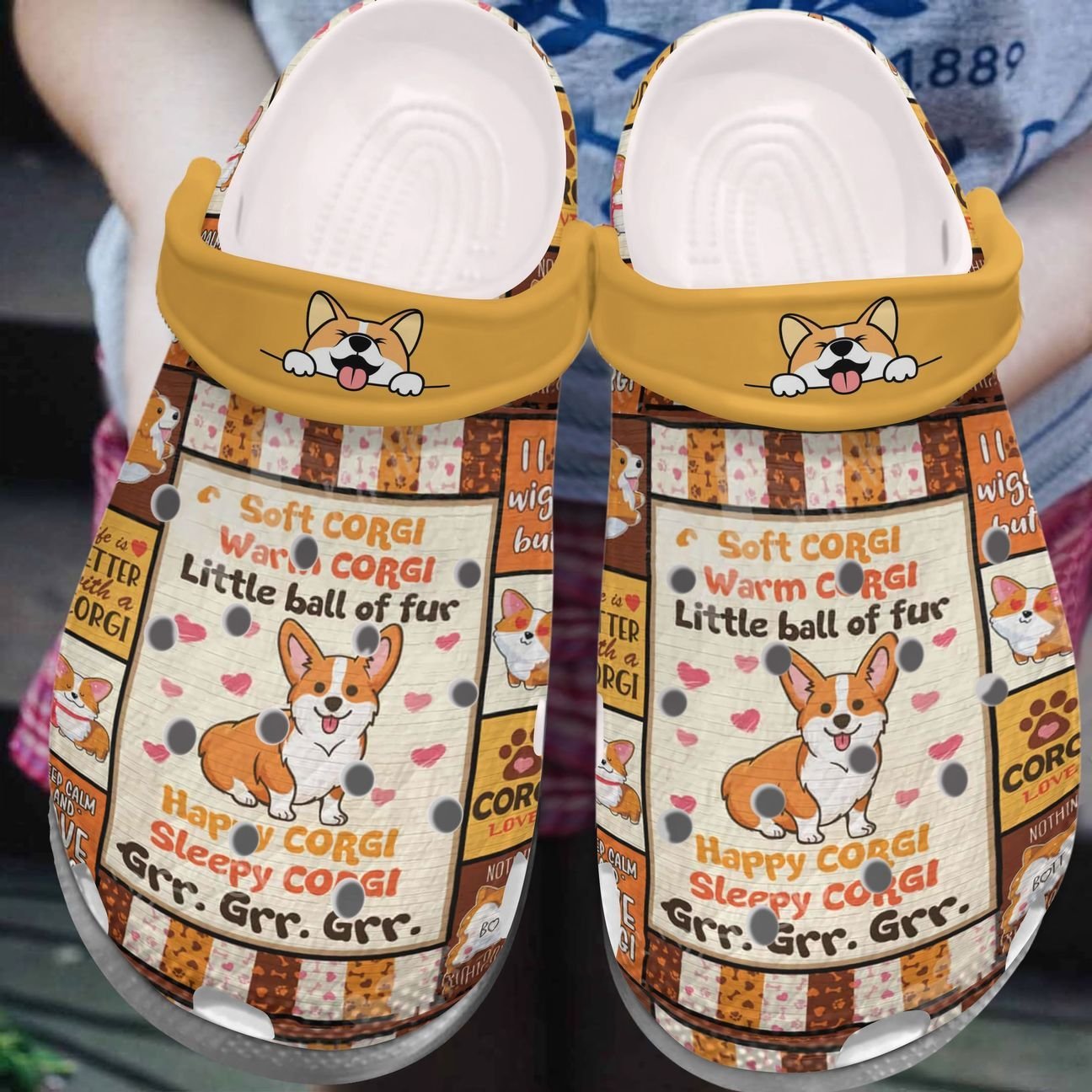 Corgi Personalized Clog, Custom Name, Text, Color, Number Fashion Style For Women, Men, Kid, Print 3D Happy Corgi