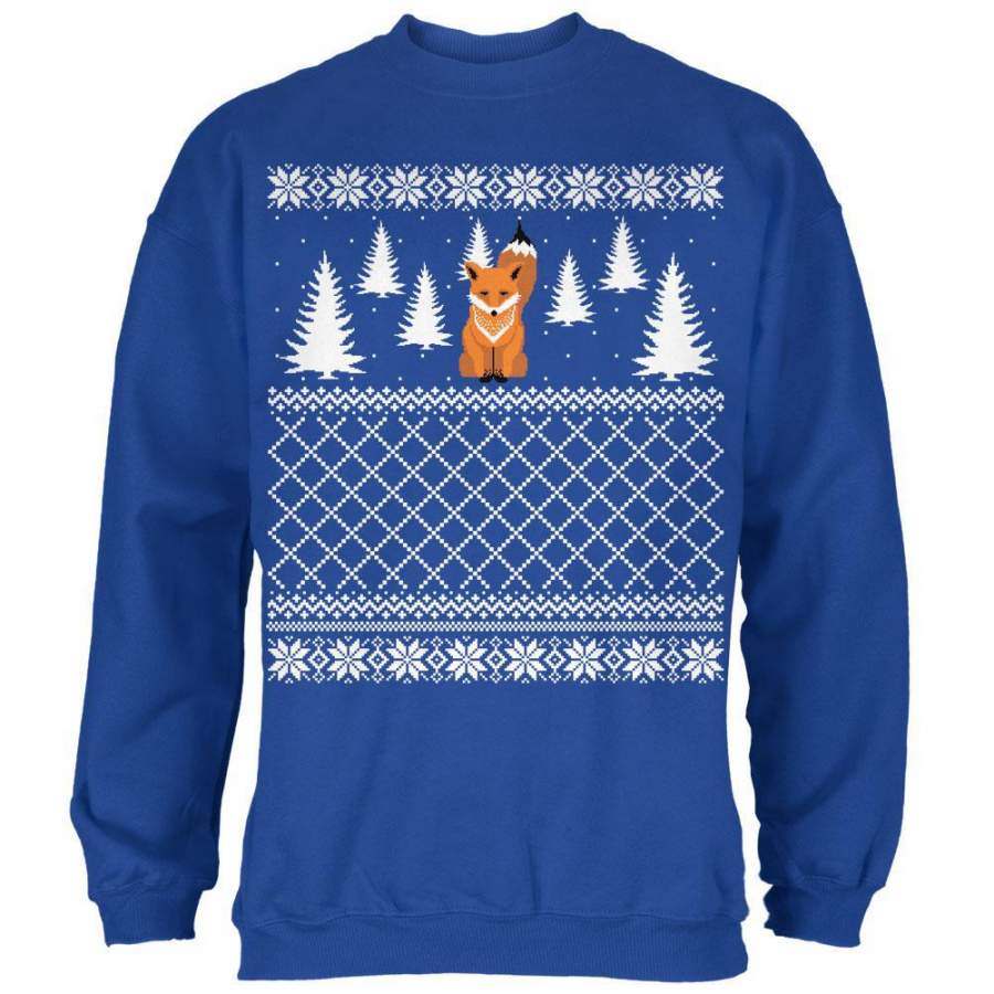 Fox Ugly Christmas Sweater Royal Adult Sweatshirt