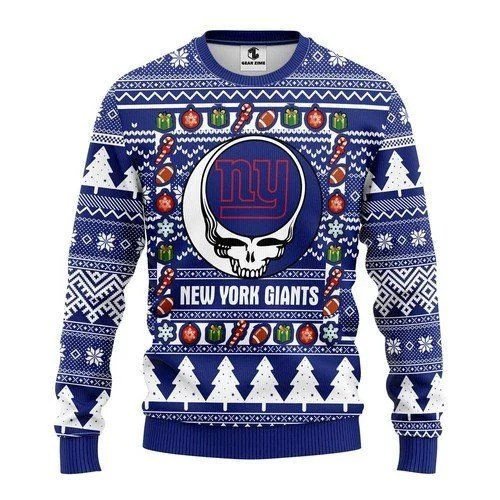 New York Giants Ugly Christmas Skull Gift For Fan Ugly Wool Sweater Christmas