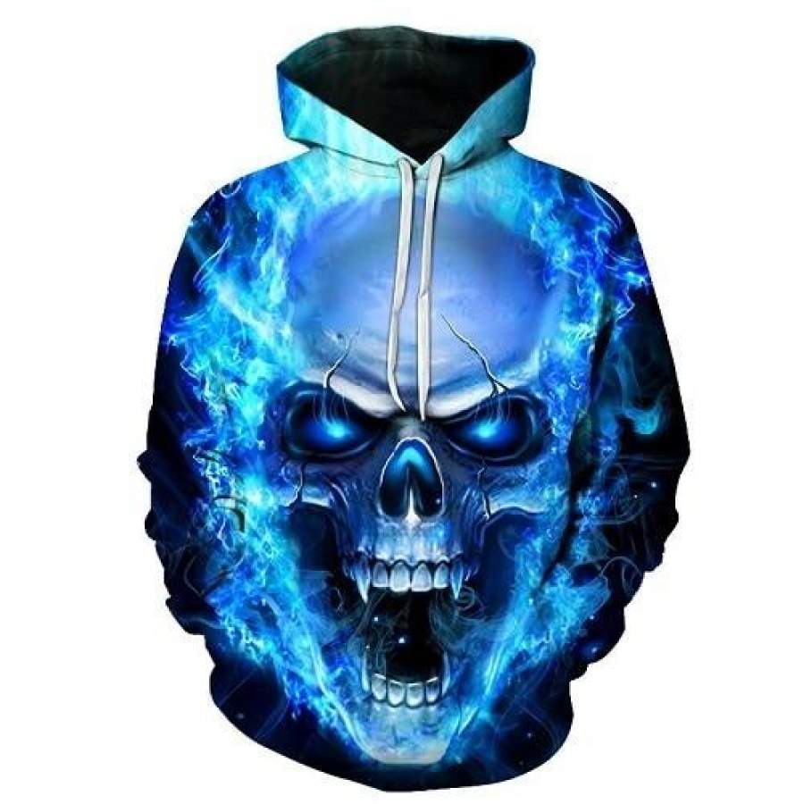 Blue/Red 3d Skull Hoodie Men Women Fashion Winter Spring Sportswear Hip Hop Tracksuit Brand Hooded Sweatshirt Dropship