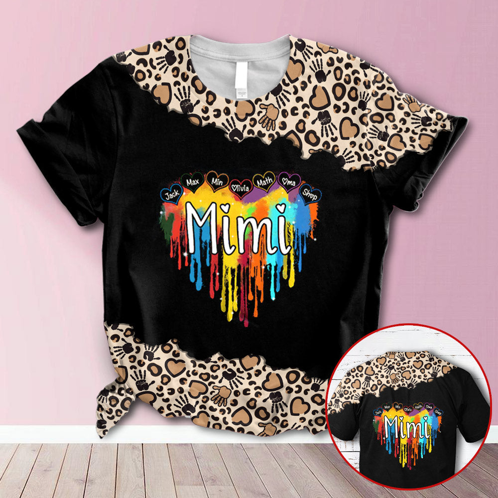 Personalized Mimi Colorful Heart Leopard All Over Print Shirts For Grandma Hn98 Trhn